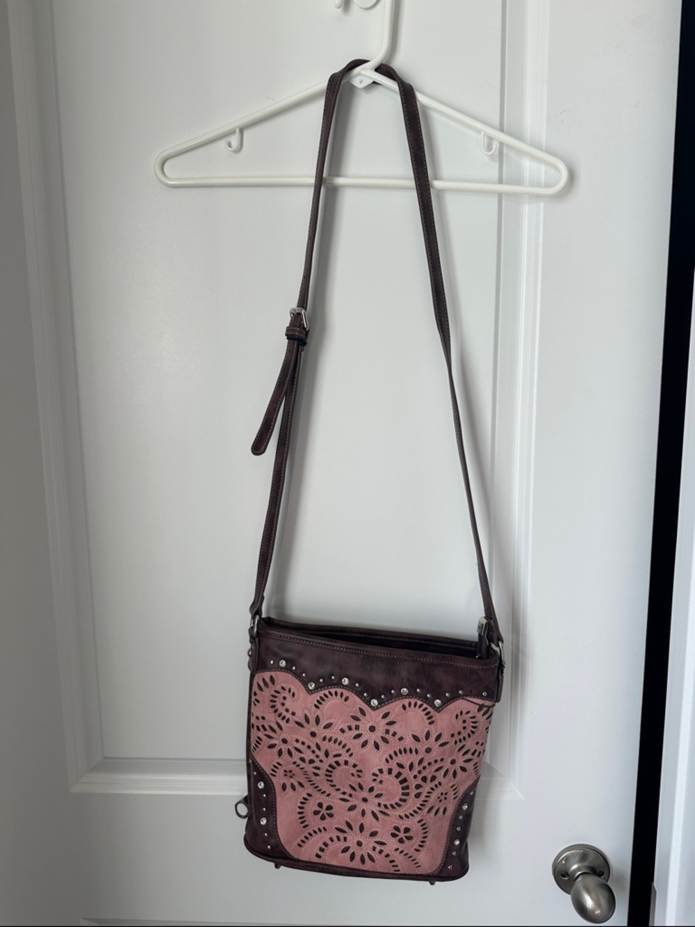 Purple/Pink Laser-Cut Crossbody Western Conceal Carry Purse